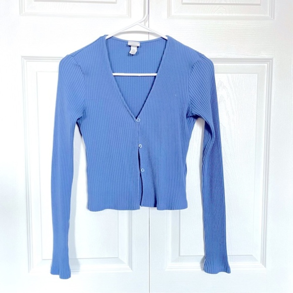 H&M Baby Blue Button Up‎ Ribbed Knit Cardigan